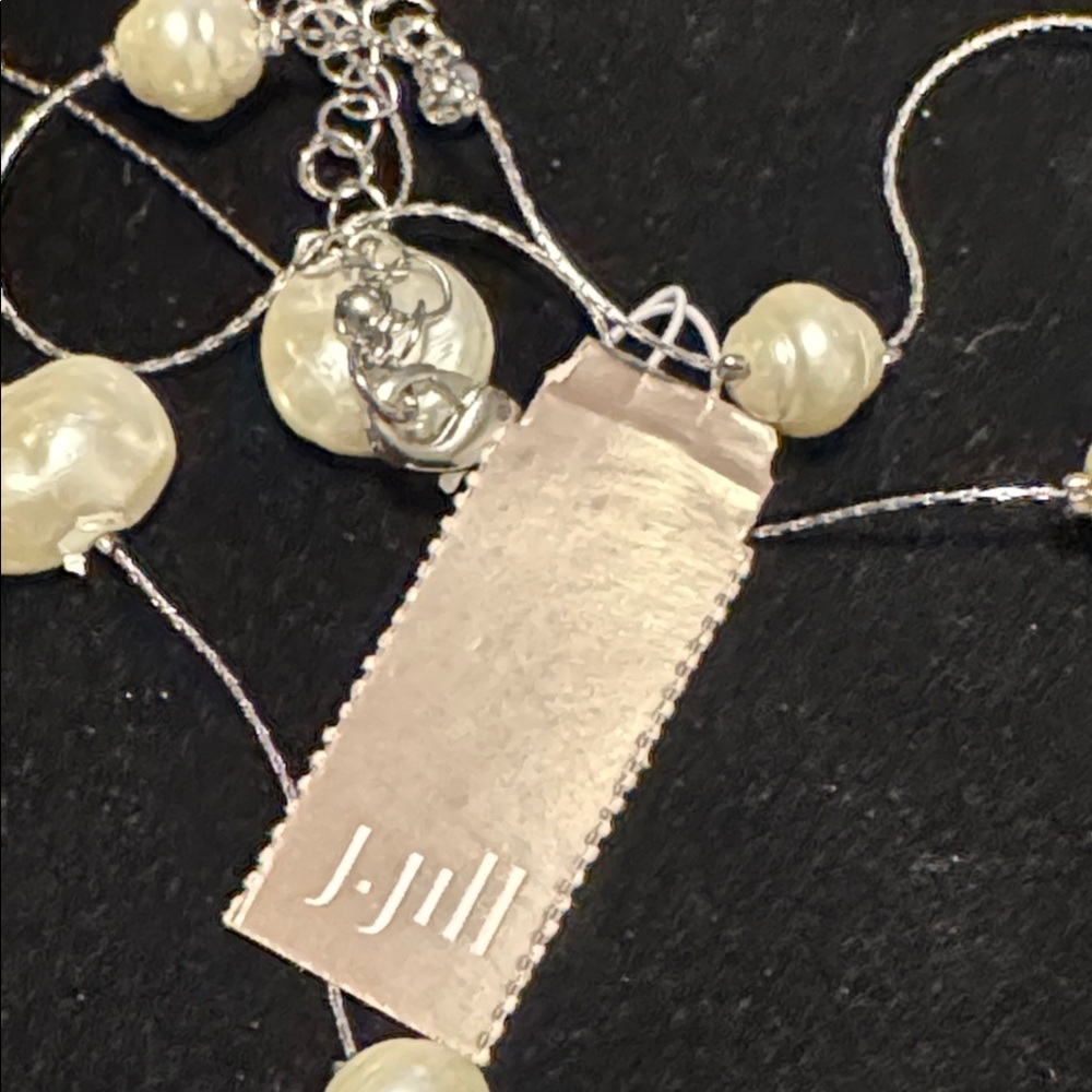 J.Jill Pearl Station Necklace Silver Tone Long Necklace. (BJ111) - Picture 10 of 11